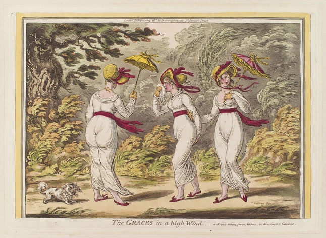 The Graces in a high Wind, par James Gillrat (1810)
