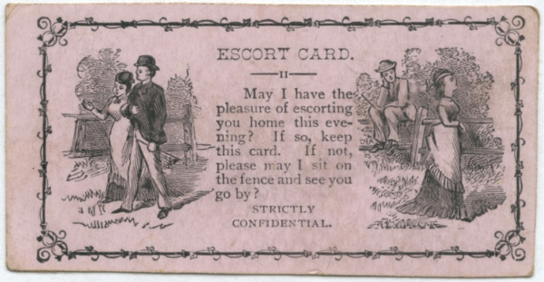 Carte de flirt, pour draguer dans la rue, XIXème siècle, USA